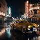 Vintage Cadillac in 1950s Hollywood Night