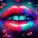 Wireframe Lips in a Vibrant Digital Glitch Dimension