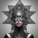 Futuristic Silver Star Mask Portrait
