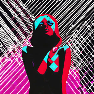 Neon Silhouette: A Pop Art Fusion of Vivid Color and Contrast