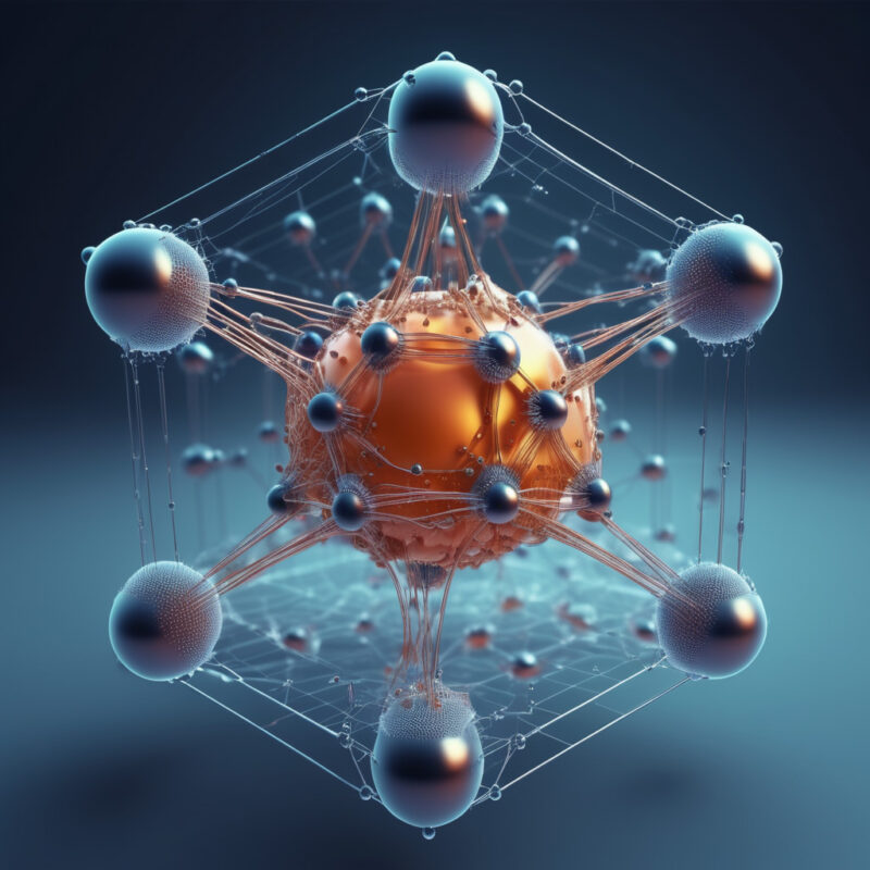 A close up digital illustration of a quantum structure.