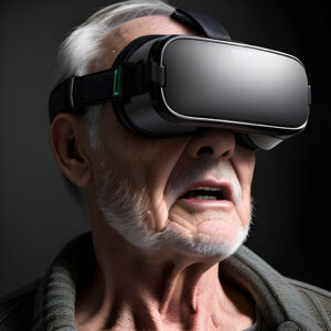 Elderly Man Wearing VR Headset