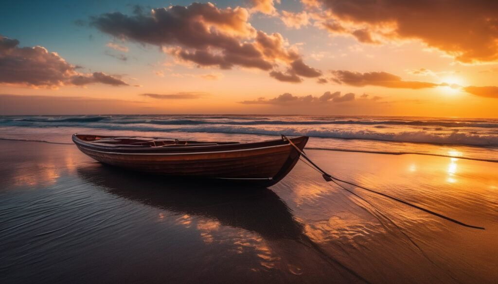 A small boat on a beach