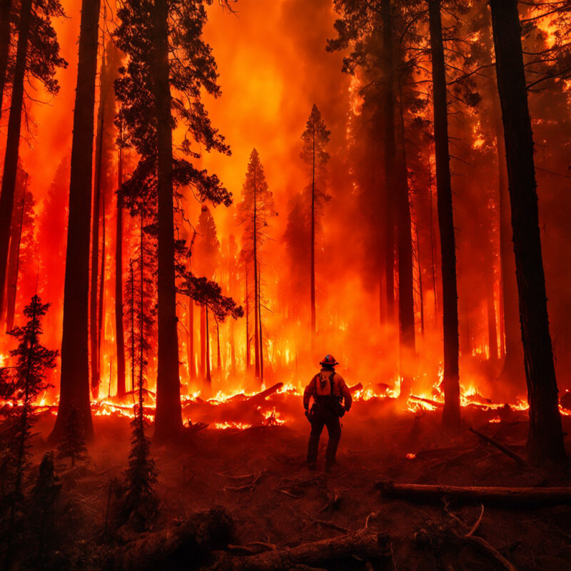 Firefighter Battles Intense Forest Fire Amidst Climate Crisis